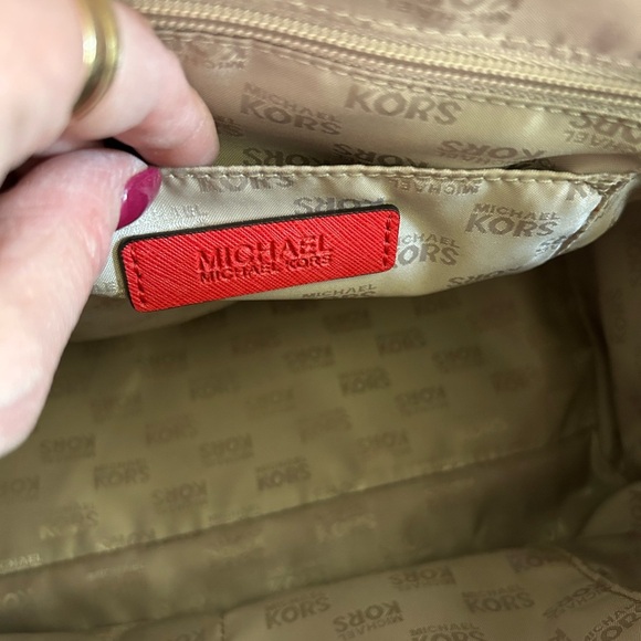 MICHAEL KORS Sandrine Gold Studded Satchel‎ Shoulder Bag/Purse Red - Picture 8 of 13